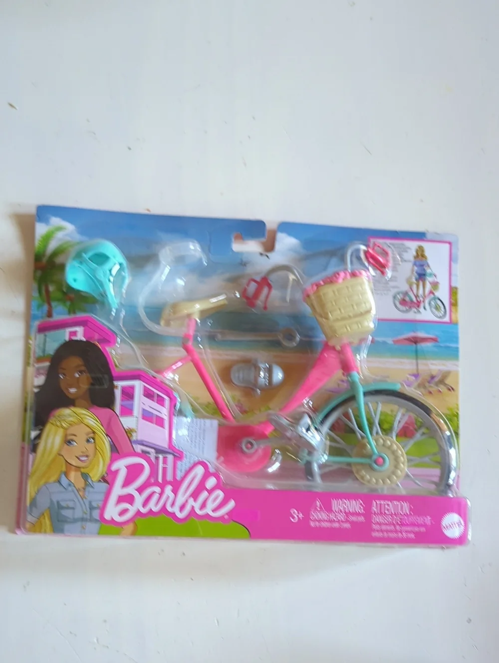 New Barbie Pink & Teal Bicycle with Front Basket and Helmet